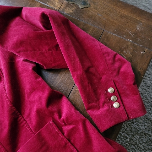 Talbots Corduroy Cotton Stretch 2-Button Blazer size 16W Red Gold Hardware - Picture 4 of 11